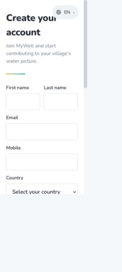 MyWell account registration screen